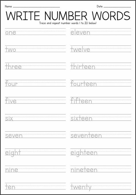 Beautiful cursive worksheets for perfecting handwriting. Try them out and bring your writing skills to the next level! Number Printables 1-20, Number Writing Practice 1-20, Word Numbers Worksheet, Number Tracing Worksheets 1-20 Writing Practice, Number Spelling Worksheets, Number Words Worksheets 1-20, Tracing Words Worksheets, Cursive Sentences, Handwriting Practice Free