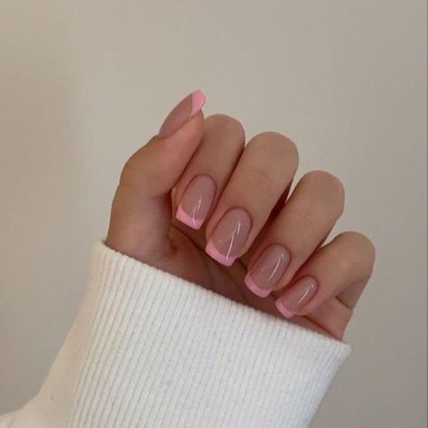 French Tip Gel Nails, Pink Tip Nails, Pink French Tip, Pink French Nails, Baby Pink Nails, Simple Gel Nails, French Tip Acrylic Nails, Pink French, French Acrylic Nails