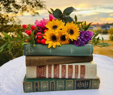 Decorating with Vintage Books: 20+ Ideas | Dabbling & Decorating Welcome Pictures, Lake District Wedding, Library Wedding, English Wedding, Wedding Table Centerpieces, Book Decor, Classic Books, Lake District, Antique Books