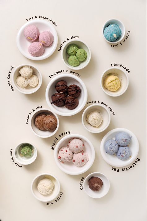 Ice Cream Photography Creative, Ice Cream Marketing, Ice Cream Menu Design, Gelato Branding, Ice Cream Instagram, Cafe Ice Cream, Cream Photography, Bake Sale Packaging, Ice Cream Menu