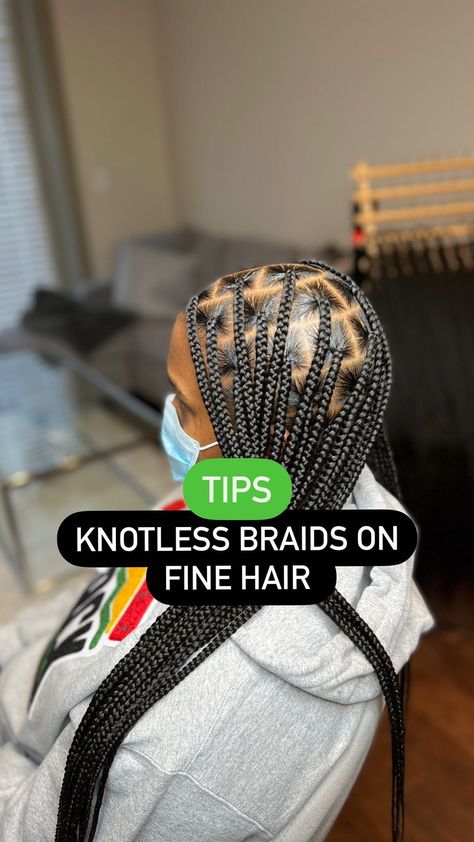 Braid Styles For Fine Hair, Knotless Braids On Thinning Hair, Braid For Thinner Hair, Braiding Styles For Thinning Hair, Knotless Braids On Fine Hair, Braiding Fine Hair, Braids For Fine Hair Black Women, Plats Braids For Woman, Braided Hairstyles For Fine Hair