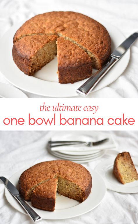 One Bowl Banana Cake, Simple Banana Cake Recipe, Baking Envy, Easy Banana Cake Recipe, Easy Banana Cake, Cakes Slices, Banana Cake Recipe Easy, Gf Sweets, Sweet Bakes