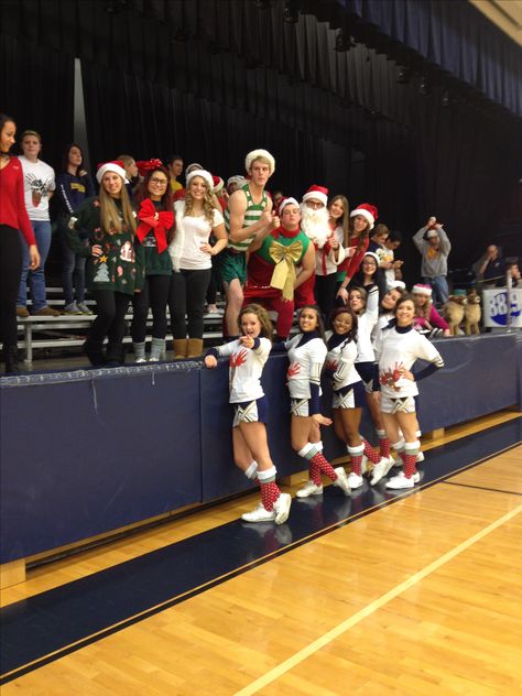 Holiday themed student section any holiday. Sing Christmas carols during free throws or trick or treat smell my feet give me something good to eat? #christmas #thanksgiving #halloween Student Section Themes Basketball, Themes For Basketball Games Student Section, Basketball Game Themes, Basketball Student Section, Student Section Themes, High School Basketball Game, Stuco Ideas, Basketball Dress, Pep Club