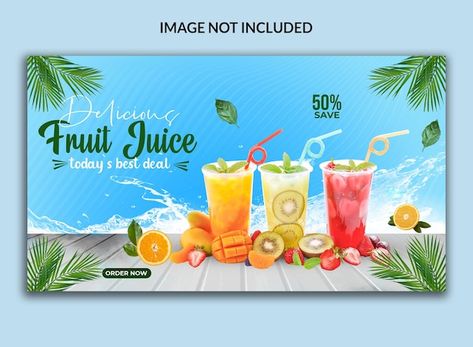 Fruit Juice Banner Design, Fruit Juice Shop Design Smoothie Bar, Juice Banner Design, Flex Reference, Juice Social Media Design, Fruit Juice Poster, Juice Website, Fruit Banner, Cover Template Design