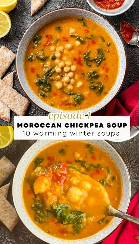 Moroccan Chickpea Soup Recipe Moroccan Chickpea Soup, Moroccan Soup, Moroccan Chickpea, Easy Soup Recipe, Hearty Soup Recipes, Chickpea Soup, Easy Soup, Chickpea Recipes, Winter Soups