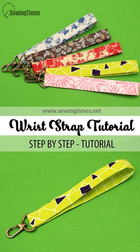 WRISTLET STRAP TUTORIAL | How to make wristlet for bag or pouch [sewingtimes] Diy Purse Strap Ideas, Wristlet Patterns Free, Wristlet Sewing Pattern, Keychain Diy Easy, Wristlet Tutorial, Quilters Bag, Key Fobs Diy, Quilted Wristlet, Diy Crafts Keychain