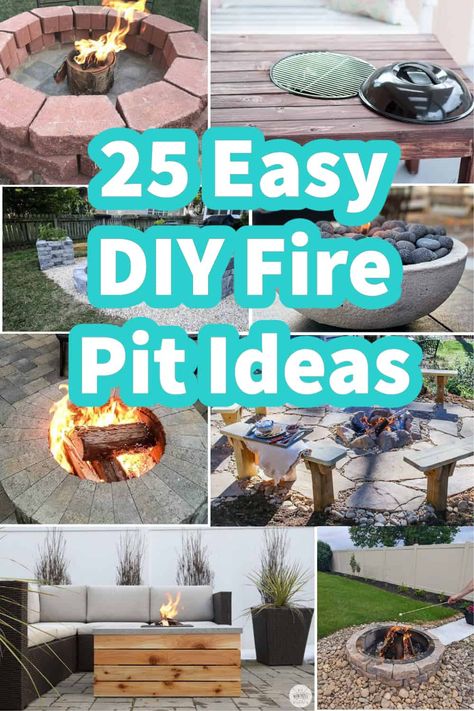 Do It Yourself Fire Pit, Diy Firepits Backyard Cheap, Diy Fire Pit Cheap, Easy Diy Fire Pit, Easy Outdoor Diy, Backyard Modern, Homemade Fire Pit, Veil Updo, Paver Fire Pit