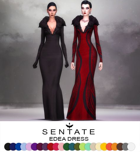 Edea Dress | Sentate on Patreon Sims 4 Vampire, Sims 4 Cc Goth, Sims 4 Wedding Dress, Vampire Dress, Sims 4 Mm Cc, Sims 4 Body Mods, Sims 4 Gameplay, Look Formal, Sims 4 Dresses