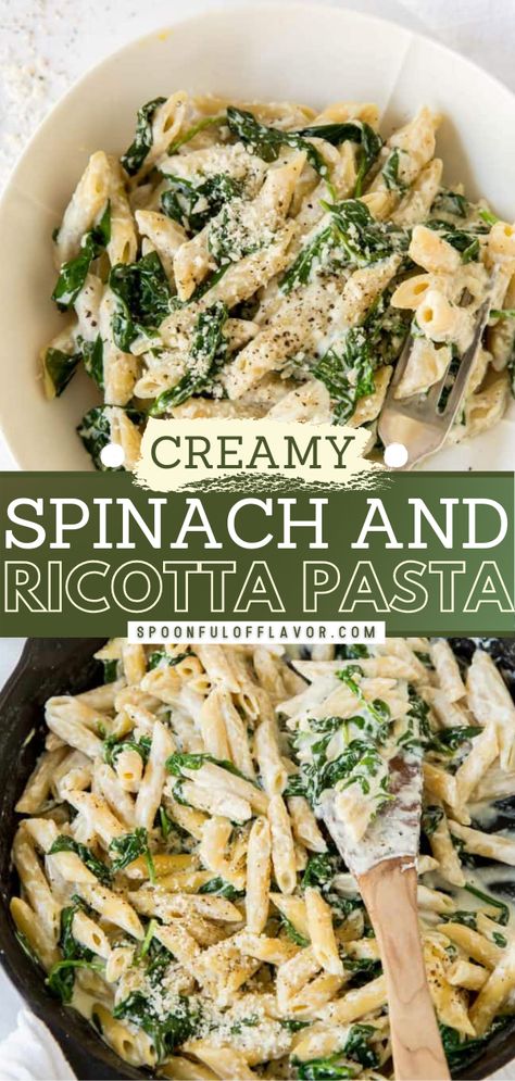 Spinach and Ricotta Pasta Spinach And Ricotta Pasta, Ricotta Pasta Recipes, Spinach Ricotta Pasta, Spinach Pasta Recipes, Spinach And Ricotta, Ricotta Recipes, Tortellini Salad, Spinach Ricotta, Ricotta Pasta