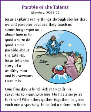 Bible Parables, Parable Of The Talents, Kids Church Lessons, Preschool Bible Lessons, English Stories For Kids, Bible Activities For Kids, Study Notebook, Preschool Bible, Bible Stories For Kids