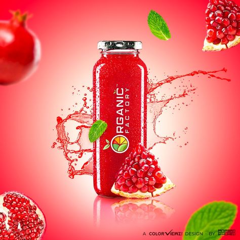 Juice Posters Design, Fruit Product Design, Juice Design Poster, Pomegranate Graphic Design, Juice Poster Design Creative, Graphic Design Posters Product, Juice Design Ideas, Product Graphic Design Poster, Juice Ads Design