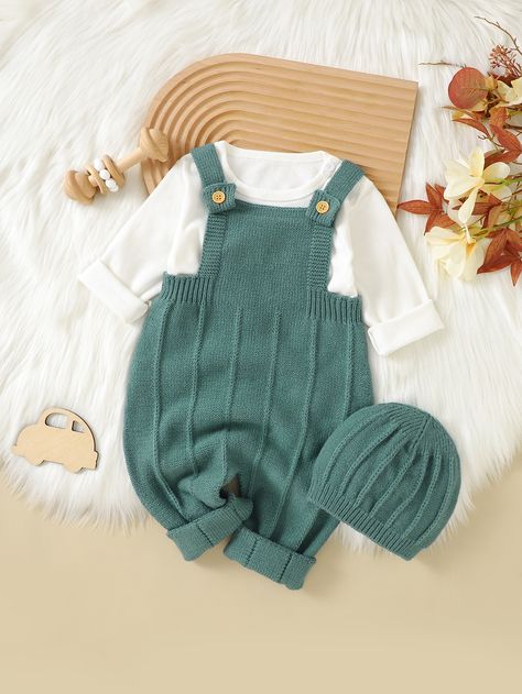 Green  Collar Long Sleeve Fabric Plain Jumpsuit Embellished High Stretch  Baby Clothing Knit Baby Clothes, Baby Clothes Country, Baby Girl Clothes Winter, Baby Kleidung, Winter Outfits For Girls, Pull Bebe, Girls Overalls, Baby Boy Summer, Baby Swimwear