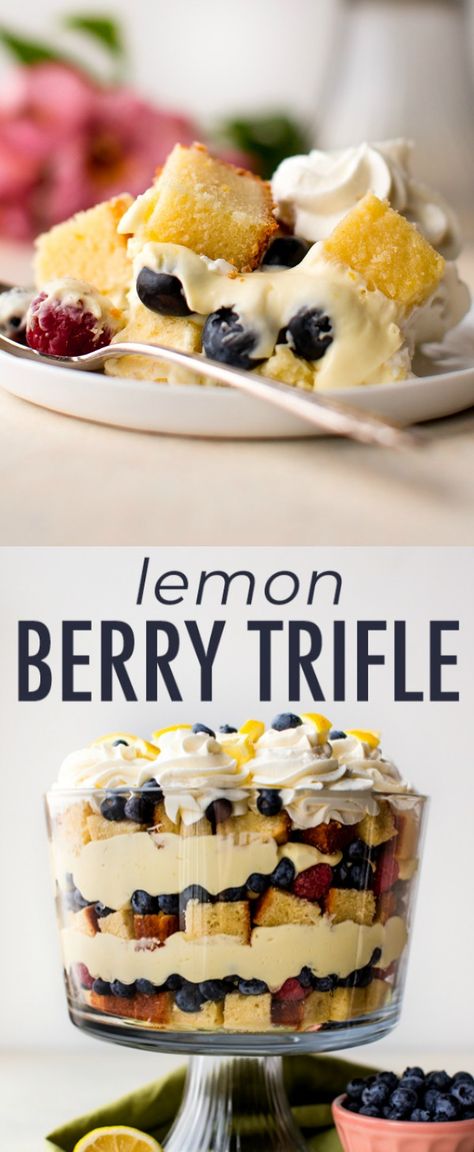 Lemon Berry Trifle, Lemon Cheesecake Filling, Berry Trifle Recipe, Dessert Spring, Oreo Trifle, Trifle Bowl Recipes, Trifle Dessert Recipes, Whipped Cream Recipe, Homemade Greek Yogurt