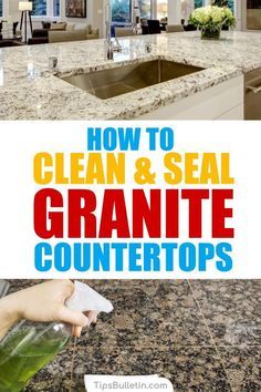 Seal Granite Countertops, Homemade Granite Cleaner, Granite Sealer, Cleaning Granite Countertops, Granite Cleaner, Concrete Countertops Kitchen Diy, How To Clean Granite, White Granite Countertops, Outdoor Kitchen Countertops