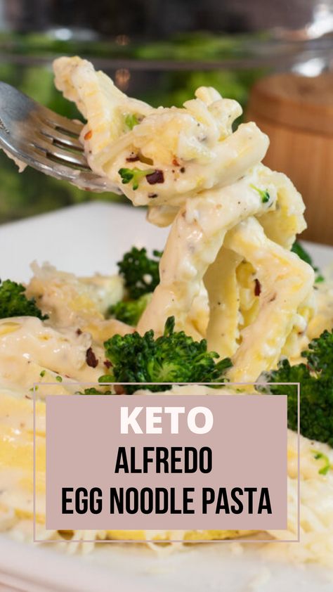 This image shows my keto alfredo pasta with egg noodles recipe. Click the link to find the full recipe. Egg Wraps As Noodles, Egg Life Wrap Recipes Noodles, Egg Wrap Noodles, Keto Egg Noodles Recipes, Egglife Wrap Noodles, Egg Life Wrap Noodles, Alfredo Egg Noodles, Keto Egg Noodles, Keto Alfredo