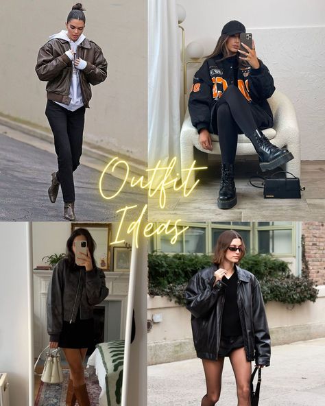 Style Tip: How To Wear A Bomber Jacket - ljanestyle How To Style A Bomberjack, Leather Bomberjack Street Style, Bombers Leather Jacket Outfit, Bomberjacket Streetstyle Outfit Women, Sports Jacket Outfit, Black Bomberjacket Streetstyle, Leather Bomberjack Hailey Bieber, Outfit Oversize, Jacket Outfit Women