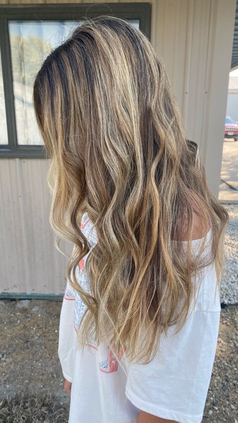 Brown Roots With Blonde Highlights, Blonde Hair Transformations, Hair Transformation, Blonde Highlights, Fall Hair, Hair Inspo, Blonde Hair, Highlights, Blonde