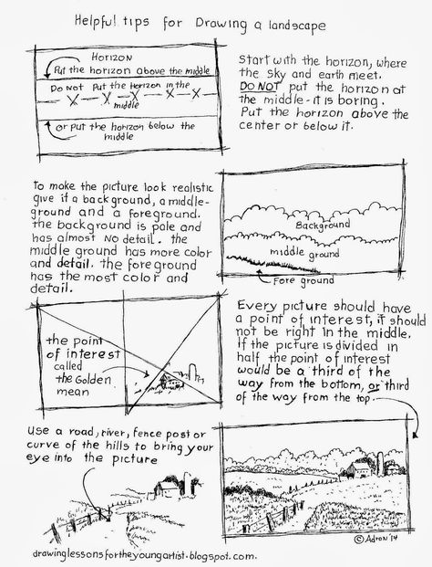 Helpful Tips for Drawing Landscape Worksheet. Foreground Middleground Background, Map Skills Worksheets, Tips For Drawing, Map Worksheets, Map Skills, Drawing Conclusions, Kids Worksheets Printables, Drawing Exercises, Basic Drawing