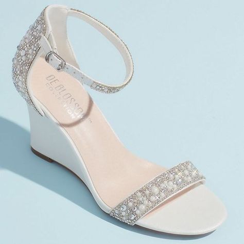 15 Best Comfortable Wedding Shoes - Best Wedding Heels and Wedges Classic Wedding Shoes, White Ankle Strap Heels, Davids Bridal Shoes, Wedding Wedges, Bridal Shoes Low Heel, Wedge Wedding Shoes, Wedding Shoes Comfortable, Sparkly Shoes, Bridal Wedding Shoes