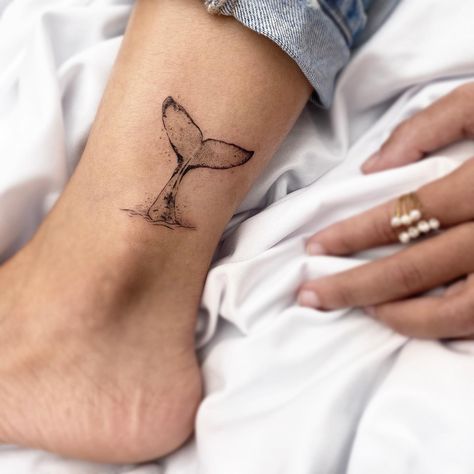 Illustrative whale tail tattoo on the ankle Whale Tail Tattoo, Tail Tattoo, Band Tattoos For Men, Seashell Tattoos, Whale Tattoo, Dolphins Tattoo, Basic Tattoos, Turtle Tattoo Designs, Small Finger Tattoos