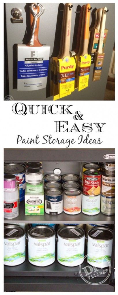 Quick and easy paint storage solutions ... great idea for storing paint brushes! Paint Roller Storage Ideas, Paint Supply Organization, Paint Storage Ideas, Paint Storage Diy, Storage Garage, Paint Tips, Garage Organize, Paint Storage, Home Fix