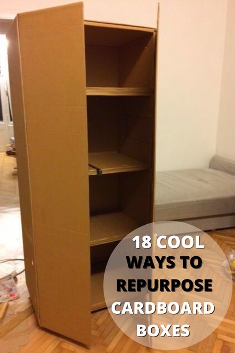 18 COOL WAYS TO REPURPOSE CARDBOARD BOXES Cardboard Dresser Diy, Cardboard Furniture How To Make, Things To Make With Cardboard Boxes, Cardboard Repurpose, Repurpose Cardboard Boxes, Cardboard Wardrobe, Upcycle Boxes, Repurposed Cardboard, Reuse Cardboard Boxes