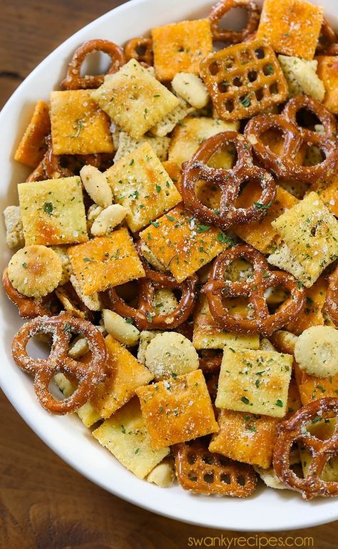 Ranch Chex Mix made for a crowd. My favorite snack mix is loaded with peanuts, cheese crackers, pretzels, and rice cereal. This easy zesty Ranch Chex Mix is perfect for parties and school lunches. Ranch Chex, Ranch Chex Mix, Zesty Ranch, Chex Mix Recipes, Snack Prep, Snack Mix Recipes, Rice Cereal, Chex Mix, God Mat