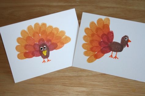 Thumbprint Crafts, Thanksgiving Crafts For Toddlers, Fingerprint Cards, Thanksgiving Turkey Craft, Easy Thanksgiving Crafts, Fingerprint Art, Turkey Crafts, Thanksgiving Craft, Thanksgiving Art