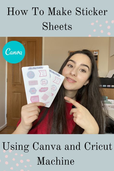 Cricut Sticker Sheet Tutorial, Making Stickers In Canva, Making Stickers With Canva, Canva To Cricut, How To Use Canva For Cricut, Using Canva For Cricut, How To Make Sticker Sheets With Cricut, How To Make Sticker Sheets, How To Design Stickers In Canva