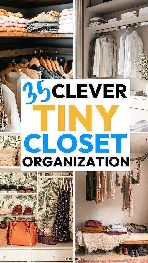 35 Incredible Tiny Closet Organization Solutions Purse Storage Small Closet, Small One Door Closet Ideas, Small Closet Backpack Storage, Maximum Closet Storage, Boot Closet Storage, Very Small Bedroom Closet Ideas, Single Closet Organization Ideas, Increase Closet Space, Small Closet Set Up Ideas