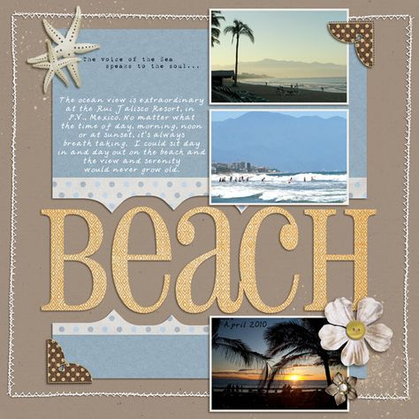 Get ready for some great reader's page inspiration!  First we have three beautiful pages by Monique F.  (you can visit Monique's blog for mo... Scrapbook Wedding, Beach Scrapbook Layouts, Unique Scrapbooks, Vacation Scrapbook, Pinterest Wedding, Summer Scrapbook, Photo Corners, Wedding Scrapbook, Scrapbook Sketches