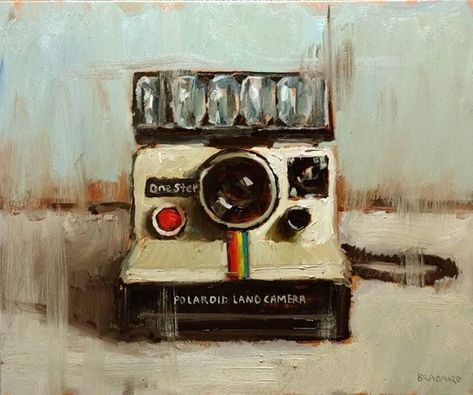 Bradford J. Salamon, POLAROID ONE STEP, 2017 Meh Aesthetic, Camera Painting, Direct Painting, Polaroid One Step, Art Notes, Black Notebook, Camera Art, Art Bar, Camera Shots