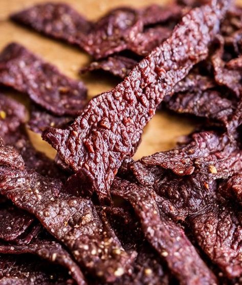 Traeger beef jerky Beef Jerky On Traeger, Trager Grill Beef Jerky, Traeger Beef Jerky, Traeger Jerky Recipe, How To Make Beef Jerky, Traeger Jerky, Smoker Beef Jerky, Jerky Marinade Recipes, Peppered Beef Jerky