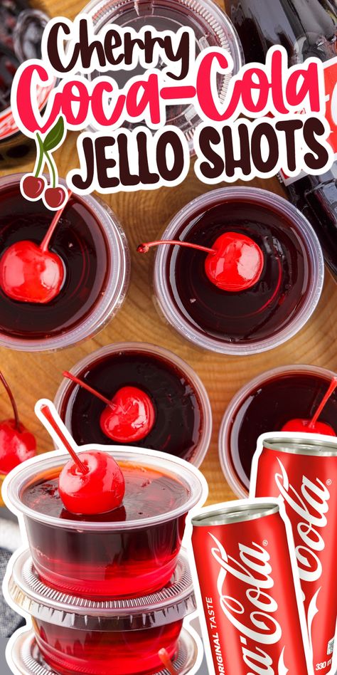 Cherry Coke Jello Shots, Cherry Coke Jello, Jello Shots With Vodka, Coke Jello, Cherry Jello Shots, Rum Jello Shots, Kick Off Football, Shots Alcohol Recipes, Best Jello Shots