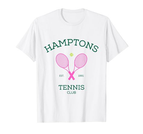 PRICES MAY VARY. This Hamptons New York preppy and sporty tennis club design makes the perfect gift for the tennis lovers in your life. Lightweight, Classic fit, Double-needle sleeve and bottom hem Tennis Club Design, New York Preppy, Choir Shirts, Hamptons New York, Retro Preppy, Outfit Aesthetics, Tennis Tshirts, Tennis Gifts, Preppy Chic