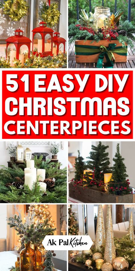 Create stunning DIY Christmas centerpieces for table with these DIY holiday decor ideas! From elegant candlelit arrangements, and floral arrangements to rustic and natural Christmas tablescapes, discover inspiration for festive Christmas table decorations. Whether you prefer modern, traditional, or minimalist designs, find the perfect Christmas table centerpieces for your winter celebrations. Christmas Centerpieces For Table Rustic, Diy Xmas Table Decorations, Tree Centerpiece Christmas, Table Christmas Centerpieces For Home, Simple Christmas Table Centerpieces Diy, Xmas Table Arrangements, Easy Xmas Table Centerpieces, Christmas Trees Centerpieces For Table, Christmas Table Centerpieces With Candles