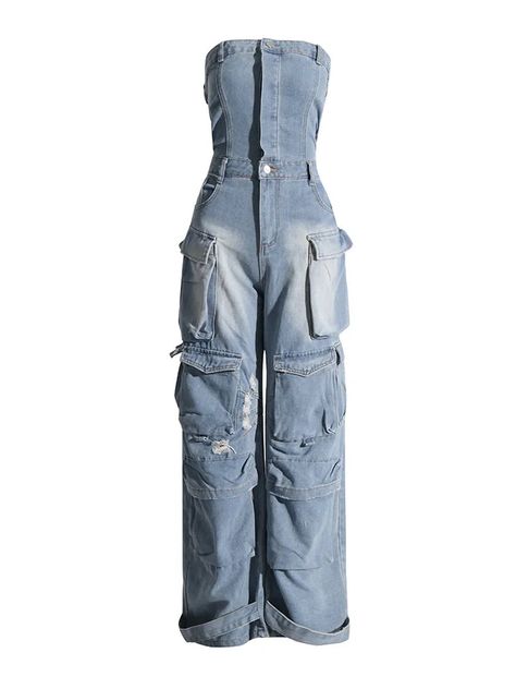 Cargo Jumpsuit, Ripped Denim Pants, Best Jeans For Women, Jumpsuit Fitted, Black Jeans Women, Stylish Jumpsuit, Denim Cargo, Stretch Denim Fabric, Leather Pants Women