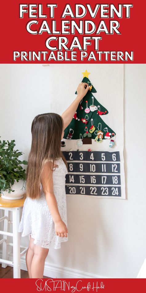 Non-Candy DIY Advent Calendar Felt Craft #christmas #christmas-decor #cricut-maker #decor #diy #felt #gift-giving-ideas#arts-and-crafts-ideas #christmas-crafts #cricut #holiday-crafts #sustainmycrafthabit Advent Calendar Felt, Felt Advent Calendar, Candy Alternatives, Retro Ornaments, Felt Tree, Craft Christmas, Diy Advent Calendar, Felt Sheets, Fabric Ideas