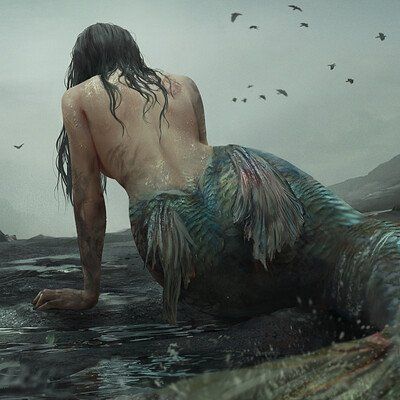 ArtStation - Mermaid, Yousaf Ejaz Rock Drawing, Siren Mermaid, Mermaid Aesthetic, Mermaid Dreams, Mermaids And Mermen, Mystical Creatures, Fantasy Aesthetic, Mermaid Art, Dark Places