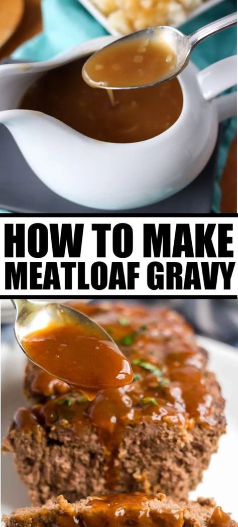 How to make meatloaf gravy - quick and easy brown gravy is easier to make from scratch than you think! | www.persnicketyplates.com #gravy #meatloaf #easyrecipe #comfortfood Meatloaf And Gravy, Meatloaf Gravy Recipe, Meatloaf Gravy, Brown Gravy Recipe Easy, Meatloaf With Gravy, Easy Brown Gravy, Homemade Brown Gravy, Brown Gravy Recipe, Homemade Gravy Recipe