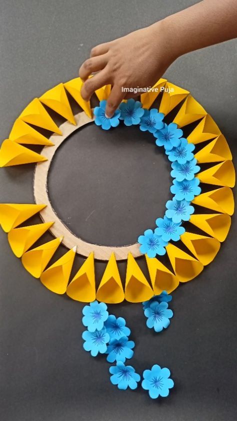 Puja Mondal | Beautiful Wall Hanging Craft 💫 #reels #viralreels #viralvideos #beautiful #walldecor #wallhanging #papercrafts #craft | Instagram Diwali Wall Hangings Diy, Wall Hanging For Diwali, Instagram Decor, Diwali Decorations At Home, Wall Hanging Designs, Beautiful Wall Hanging, Diy Diwali Decorations, Hanging Craft, Flowers Craft