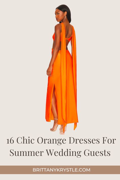 Orange Dress Outfit Wedding, Bright Orange Wedding, Orange Dress Outfits, Wedding Guest Fashion, Wedding Guest Dresses For Women, Orange Gown, Summer Bridesmaid Dresses, Orange Bridesmaid Dresses, Best Wedding Guest Dresses