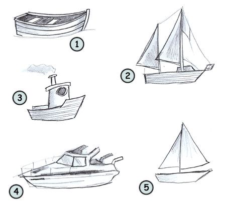 Polymer Rings, Cartoon Boat, Sailboat Drawing, Boat Sketch, Journal Banner, Boat Cartoon, Dibujo Simple, Boat Drawing, Drawing Help