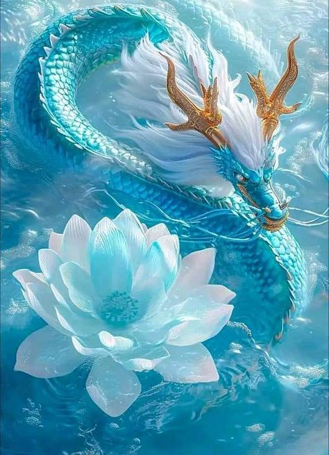 Water Fairy Art, Blue Dragon Wallpaper, Mythical Creatures Fantasy, Dragon Artwork Fantasy, Spirit Animal Art, Fantasy Wall Art, Water Dragon, Cute Fantasy Creatures, Beautiful Art Pictures