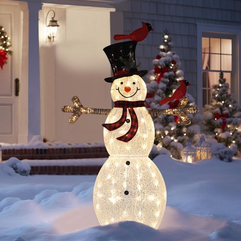 Amazon.com: MUPATER 5FT Lighted Outdoor Christmas Decoration for Yard, Outdoor Snowman Holiday Decor with Lights, Ground Stakes and Zip Ties, White : Everything Else Snowman Display, Christmas Hanging Baskets, Outdoor Snowman, Lighted Snowman, Holiday Yard Decorations, Festival Atmosphere, Snowman Christmas Decorations, Christmas Light Displays, Christmas Yard Decorations