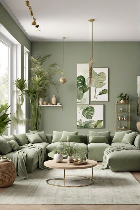 1. Interior Design Inspiration
2. Modern Living Spaces
3. Serene Home Decor
4. Green Room Makeover Green Living Room Color Scheme, Living Room Design Green, Sage Living Room, Green Living Room Ideas, Green Walls Living Room, Sage Green Living Room, Green Sofa Living Room, Living Arrangements, Green Living Room Decor