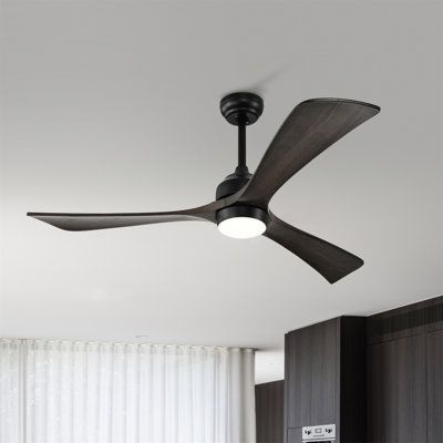 This 52-inch Ceiling Fan with Light Remote Control, DC Reversible Motor Ceiling, Fan 2-in-1 is perfect for the living room, and ideal for multiple locations such as the kitchen, living room bedroom, and more! Ivy Bronx Blade Finish: Black, Fan Body Finish: Black | Ivy Bronx Ceiling Fan w/ Lights Remote Control black, Manufactured Wood | C110732529_954187486_954187553 | Wayfair Canada Wood Ceiling Fans, 52 Inch Ceiling Fan, Black Ceiling Fan, Wood Ceiling, Dc Motor, Led Light Bulbs, Ceiling Fans, Ceiling Light Fixtures, Ceiling Fan With Light