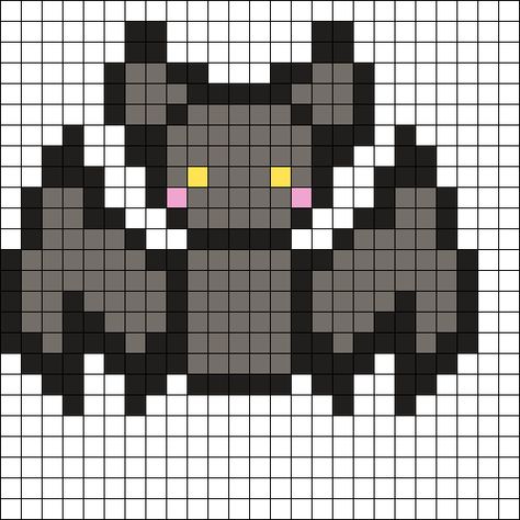 Bat Kandi Pattern, Bat Perler Bead Pattern, Bug Perler Bead Patterns, Gothic Perler Bead Patterns, Perler Bead Bat, Bat Perler, Bat Pixel Art, Bat Cross Stitch, Perler Halloween