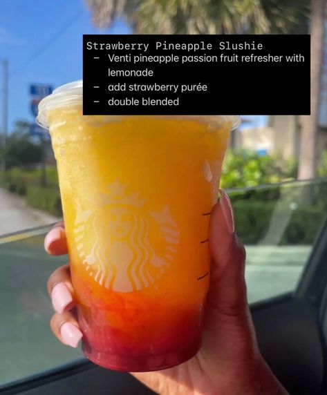 Starbucks Copycat Recipes Drinks, Starbucks Specialty Drinks, Lemonade Refresher, Strawberry Purée, Starbucks Drink Menu, Starbucks Secret Menu Recipes, Fun Drink Recipe, Cold Starbucks Drinks, Starbucks Orders