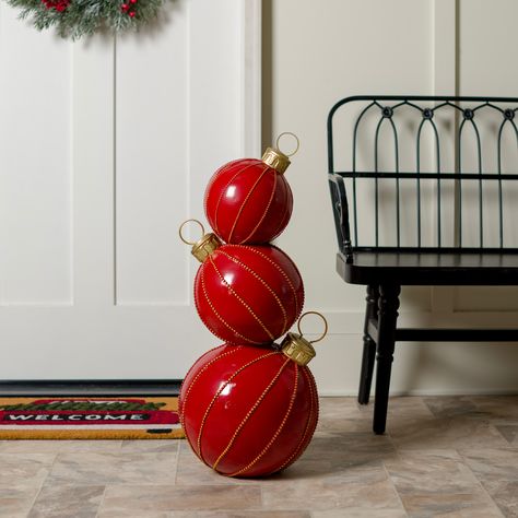 Red and Gold Stacked Ornaments Christmas Statue - Bed Bath & Beyond - 41539612 Christmas Store, Ornaments Christmas, Seasonal Gifts, Red And Gold, Red Gold, Bed Bath Beyond, Bed Bath, Accent Decor, Bed Bath And Beyond